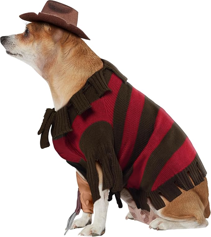 A Nightmare on Elm Street: Freddy Krueger Pet Costume for Dogs or Cats by Rubies, Large