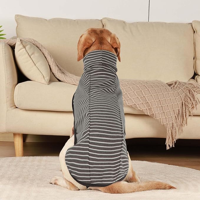 ROZKITCH Dog Winter Coat Soft Pullover Pajamas, Pet Windproof Warm Cold Weather Jacket Vest Cozy Jumpsuit Apparel Outfit Clothes for Small, Medium, Large Dogs Walking Hiking Travel Sleep Stripe 2XS