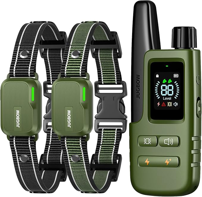 Jugbow Dog Shock Collar 2 Dogs (10-120Lbs) - 3300FT Dog Training Collar with Remote IPX7 Waterproof Electric Collar with 4 Training Modes, Security Lock, Rechargeable e-Collar for All Breeds, Sizes
