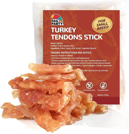 Turkey Tendons for Dogs, Small Dogs Training Treats, Natural Long-Lasting Chews Sticks, High-Protein Beef Tendons, Healthy Hypoallergenic Beggin Stick (Mini, 4.23 oz)