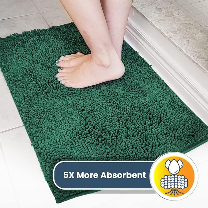 Muddy Mat® Shown on TV – Super Absorbent Microfiber Dog Door Mat for Muddy Paws, Non-Slip Washable Pet Rug, Quick Dry Chenille Entryway Carpet, Machine Washable Indoor Outdoor mat, Dark Green 72"x48"