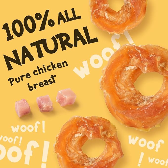 ASMPET Chicken Jerky Dog Treats, Chicken Rings Small Training Chewy Snacks, High Protein All Natural Limited Ingredient Soft Chewy Treats for Small Medium Large Dogs 10.6oz