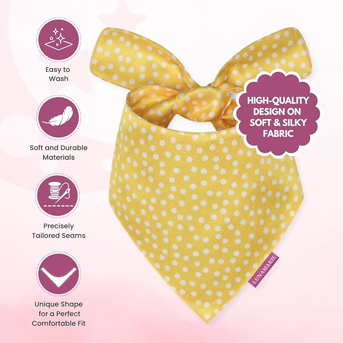 Luxury Dog Bandanas - Puppy Bandanas Cat Accessories | Premium & Silky Fabric | 100% Handmade Quality | Custom Shape Dual Layered Reversible Small, Medium, Large Cat Scarf (Sophie, Small)