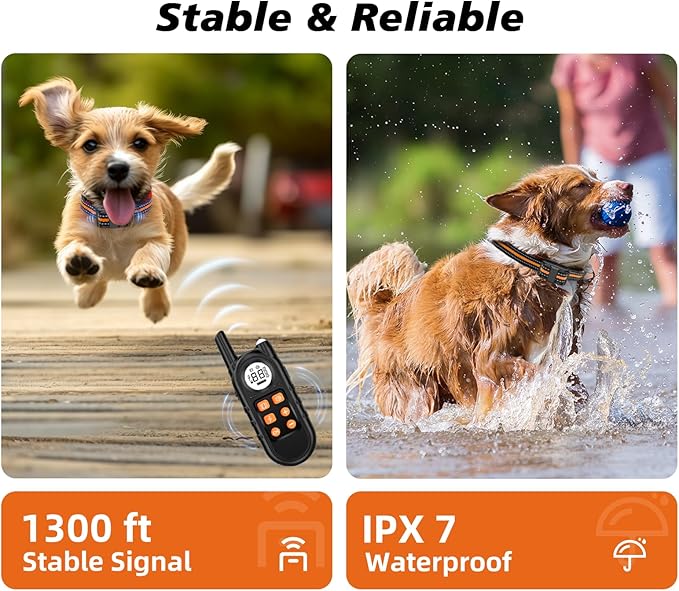 Tiniest Dog Shock Collar, Lightest Dog Training Collar with Remote for Small Dogs 5-15lbs & Medium Large Dogs/Puppies, Waterproof, Rechargeable, 1300ft Range (Orange&Ultra Tiny)