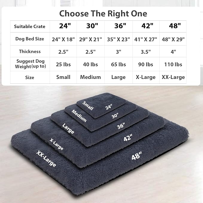 Washable Dog Bed Medium Size With Removable Cover, Super Soft Waterproof Crate Bed, Non-Slip Bottom, Fluffy Pet Bed 2921 Inch, Dark Grey