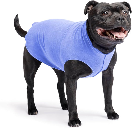 Stretch Fleece Dog Coat, Stretchy Pet Sweater, Machine Washable Pullover for Winter and Fall, Cornflower Blue, 16