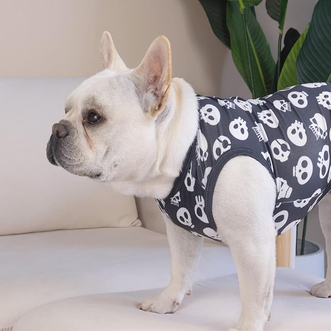 CuteBone Halloween Dog Shirts 2-Pack Soft Pet Clothes Breathable Summer Vest for Small Puppy and Stretchy Cat Apparel 2BX07S