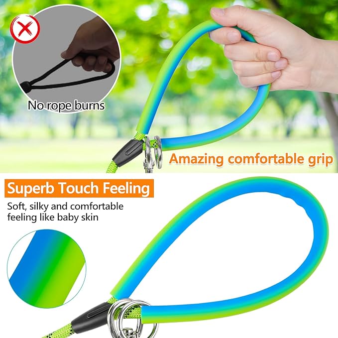 Long Dog Leash for Dog Training 10FT/15FT/20FT/30FT/40FT/50FT/100FT Reflective Leash with 2 Hooks, Heavy Duty Dog Lead for Large Medium Small Dogs Outside Walking Camping Yard, Green 30FT