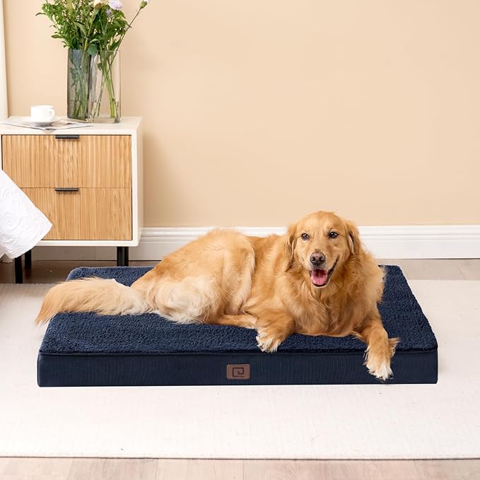 EHEYCIGA Orthopedic Medium Dog Beds for Small Dogs with Removable Washable Cover for Crate, Navy, 30x20