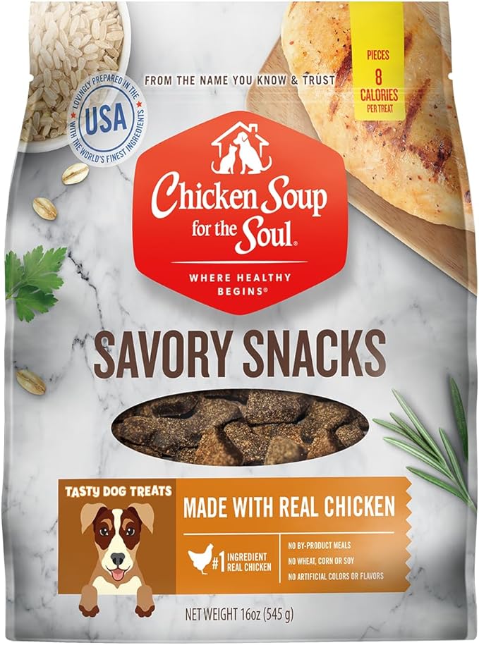 Chicken Soup for the Soul Pet Food Savory Snacks Dog Treats, Chicken, 16 Ounce Bag