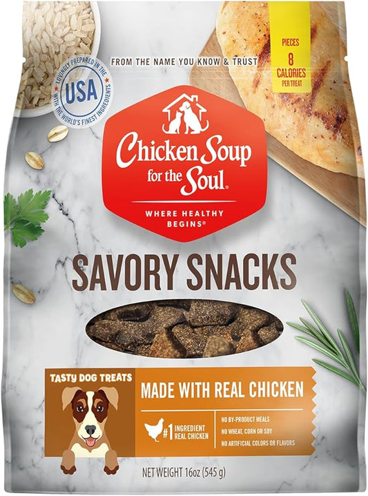 Chicken Soup for the Soul Pet Food Savory Snacks Dog Treats, Chicken, 16 Ounce Bag