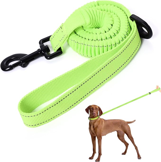 Mile High Life | Bungee Dog Leash | Gentle Pull Training Lead | Soft Comfort Texture | 3-5 Feet | for Dogs/Cats Under 20 lb (Lime Green)