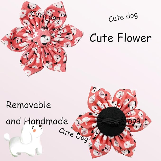 Elegant little tail Dog Collar with Flower, Flower Girl Dog Collar for Female Dogs, Cute Dog Pet Collar Gift Adjustable Dog Collars with Flowers for Small Medium Large Dogs