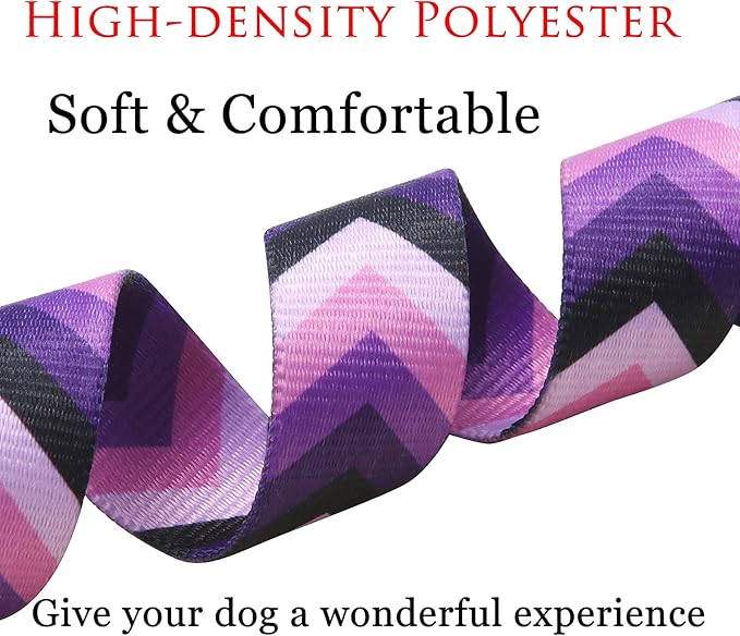 Dog Collar with Bohemia Floral Tribal Geometric Patterns - Soft Ethnic Style Collar Adjustable for Small Medium Large Dogs(Purple Arrow,L)