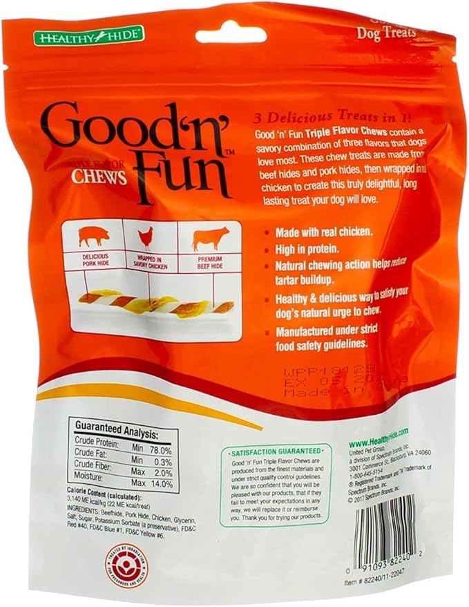 Good 'n' Fun Triple Flavor Chews, Twists by Healthy Hide (Pack of 3)