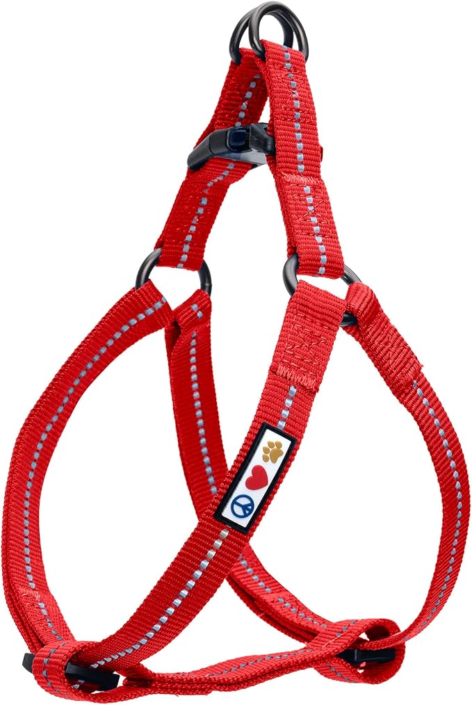 Pawtitas ♻️ Recycled Dog Harness with Reflective Stitched a Puppy Harness Made from Plastic Bottles Collected from Oceans Small Red Chilli