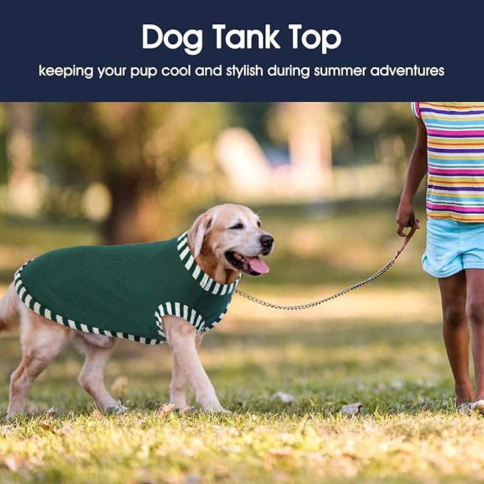 IECOii 2 Pack Dog T-Shirt for Large Dogs,Breathable Tshirts for Hot Weather,Stretchy & Comfortable Pet Summer Clothes Outdoor and Indoor Wearing,Pet Tank Top Set Great Dane Tee Shirts,Khaki+Green,5XL