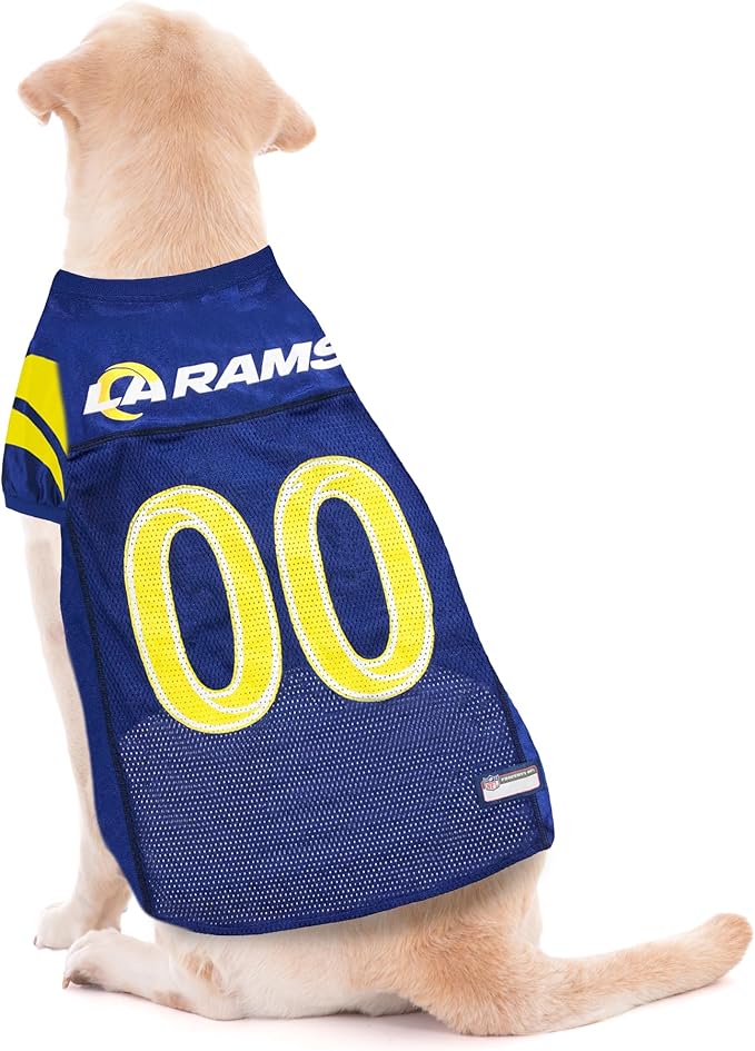 Pets First NFL Los Angeles Rams Dog Jersey, Size X-Small - Best Football Jersey Costume for Dogs & Cats