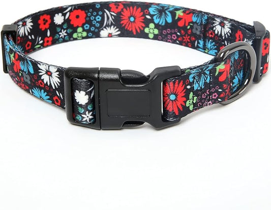 Timos Dog Collar, Adjustable Soft Dog Collar for Small Medium Large Dogs,Print Patterned Puppy Collars with Quick Release Buckle for Boy and Girl Female Dogs,M Length 13.39''-20.87''