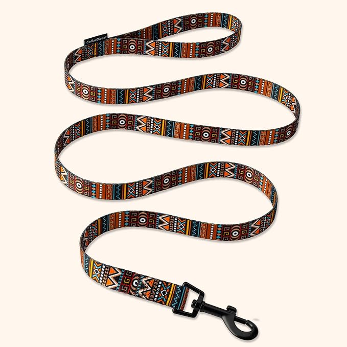 CollarDirect Aztec Dog Leash Nylon Tribal Pattern Cat Pet Leashes for Small Medium Large Dogs Puppy Lead 5 FT Long for Walking (Aztec Sunset, M, New)