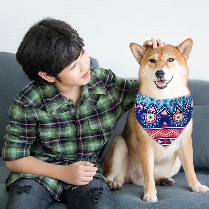 Reginary 72 Packs Dog Bandanas Pet Bandanas Triangle Scarf Bibs Dog Bibs Adjustable Dog Bandana for Pet Costume Accessories (Geometric Stripes Pattern)