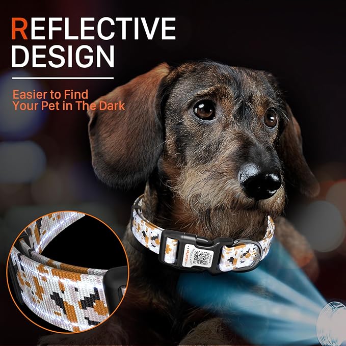 Reflective Dog Collars for Puppy Soft Nylon Camo Gray Sized XS