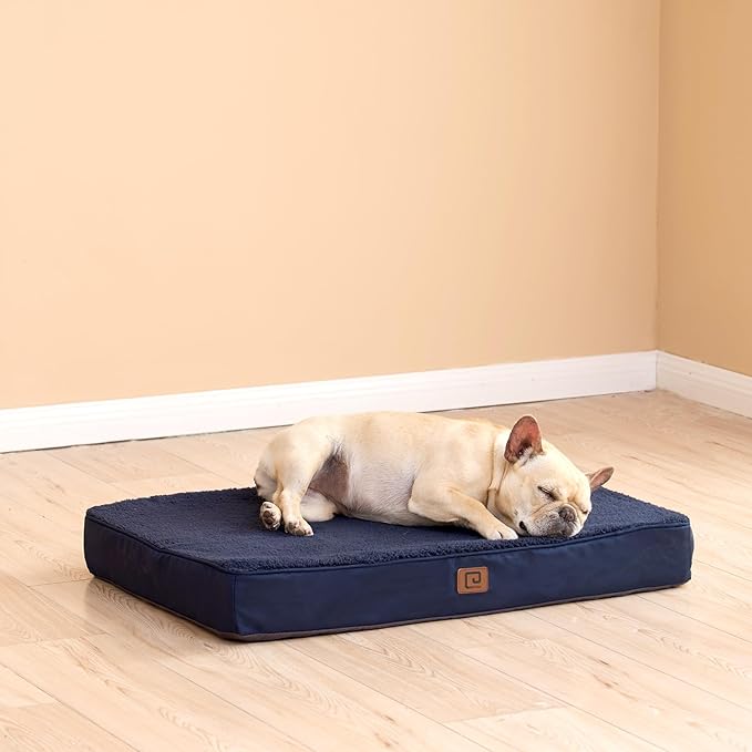EHEYCIGA Orthopedic Dog Beds for Large Dogs with Removable Washable Cover for Crate, Navy, 35x23