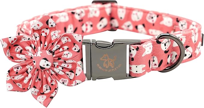 Elegant little tail Dog Collar with Flower, Flower Girl Dog Collar for Female Dogs, Cute Dog Pet Collar Gift Adjustable Dog Collars with Flowers for Small Medium Large Dogs