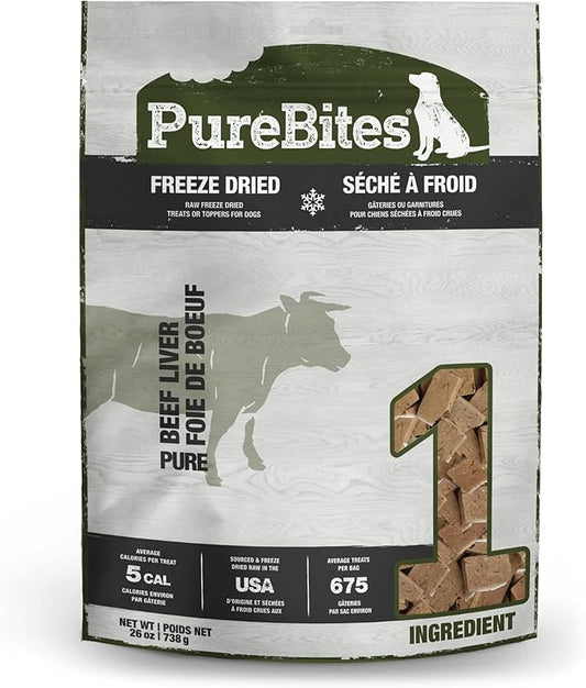PureBites Beef Freeze Dried Dog Treats, 1 Ingredient, Made in USA, 26oz (Packaging May Vary)