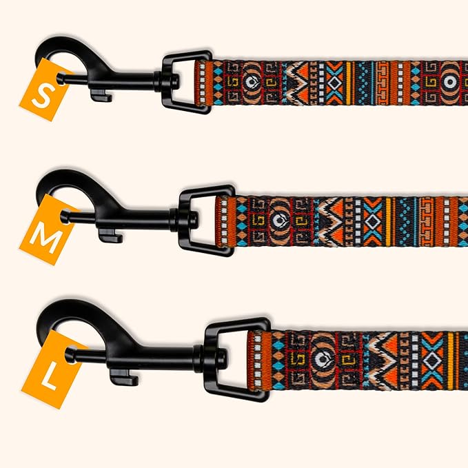 CollarDirect Aztec Dog Leash Nylon Tribal Pattern Cat Pet Leashes for Small Medium Large Dogs Puppy Lead 5 FT Long for Walking (Aztec Sunset, L, New)