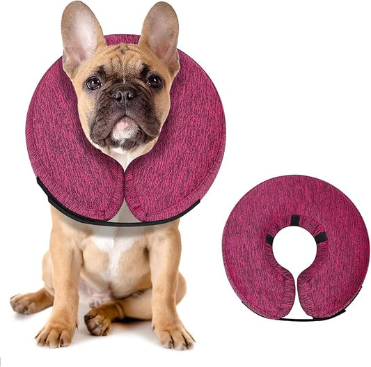 MIDOG Dog Cone Collar, Inflatable Dog Neck Donut Collar Alternative After Surgery, Soft Protective Recovery Cone for Small Medium Large Dogs and Cats Puppies - Alternative E Collar (Rose, M)