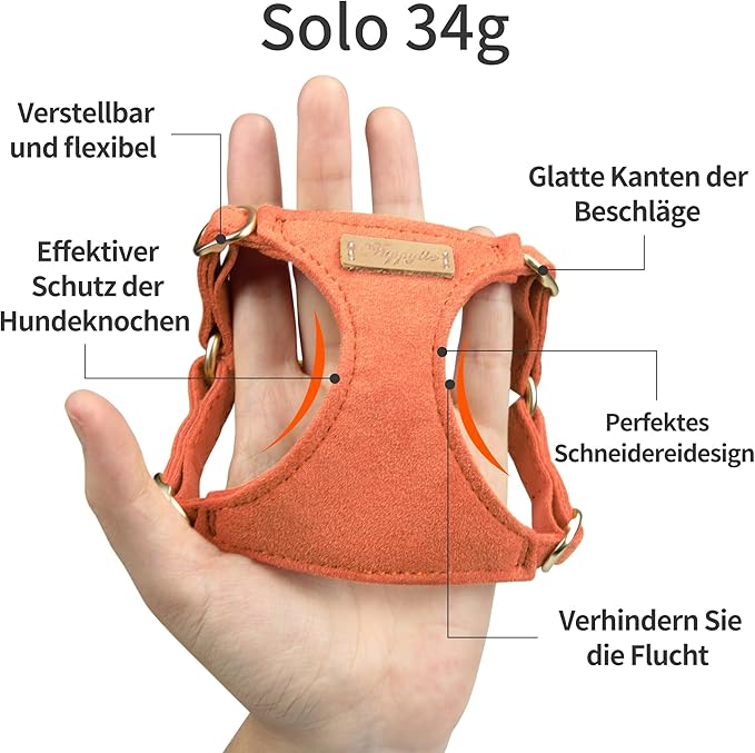 Puppytie No Pull xs Dog Harness with Multifunction Dog Leash,Soft Adjustable No Choke Escape Proof Pet Harness Vest,Orange,XS