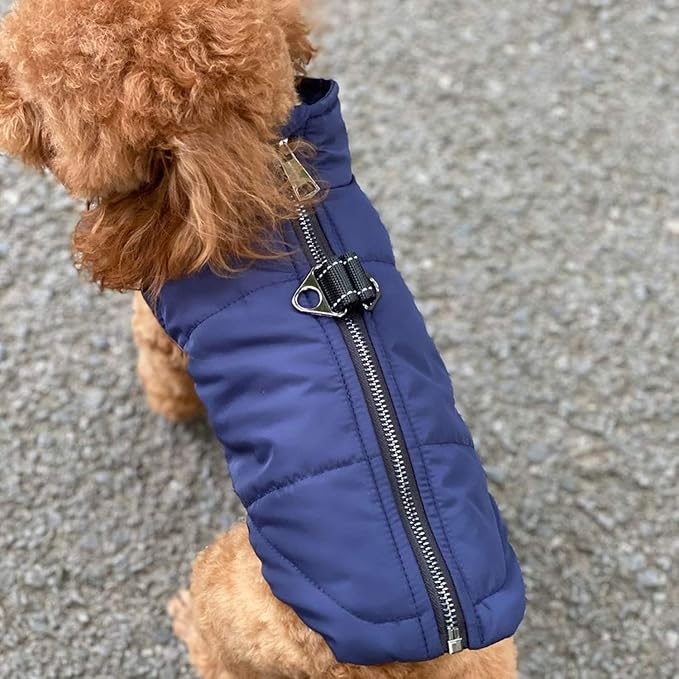 Navyblue Dog Winter Vest with Cotton Lining, Waterproof Ultra Warm Coat, Windproof Zippered Jacket, Breathable Soft Coat for Small to XL Dogs