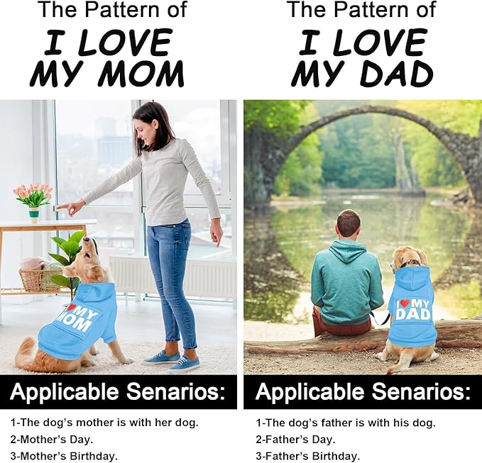 GreenJoy Magic Dog Sweater with 4 Interchangeable Patterns - Dog Hoodie Cold Weather Dog Coat Hooded Sweatshirt for Puppies,Cats, Small Medium Large Dogs (Blue (Letter Print A), Small)