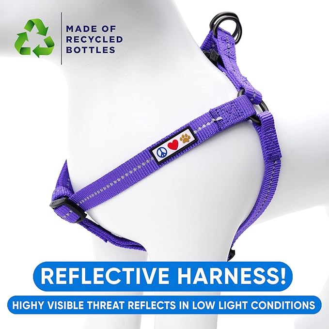Pawtitas ♻️ Recycled Dog Harness with Reflective Stitched a Puppy Harness Made from Plastic Bottles Collected from Oceans Small Purple Quartz