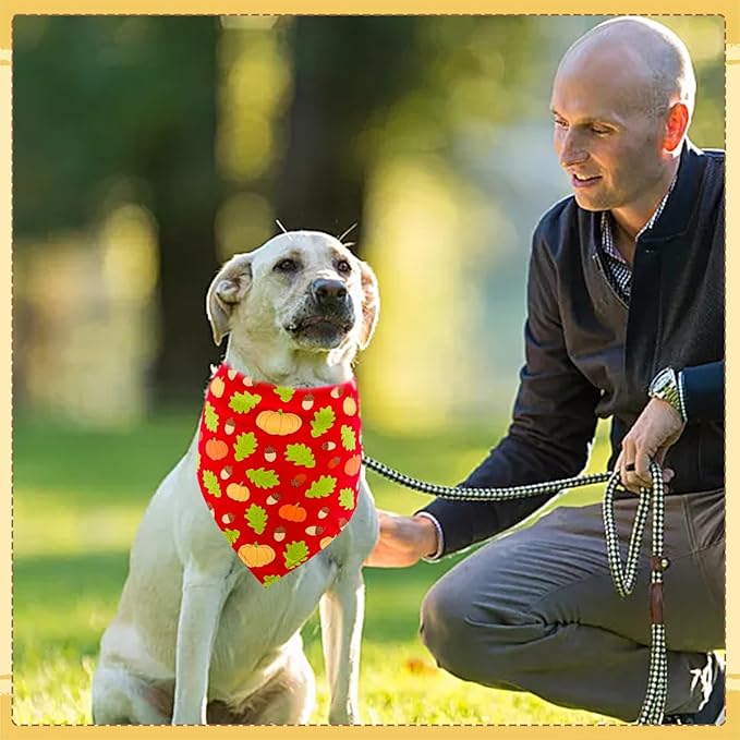 50PCS Large Dog Bandanas Fall Large XL Big Dog Breed Bulk Pumpin Harvest Leaves Forest Autumn Pattern Kerchief Triangle Bibs Head Scarves Scarfs for Boys and Girls Grooming Accessories Costume