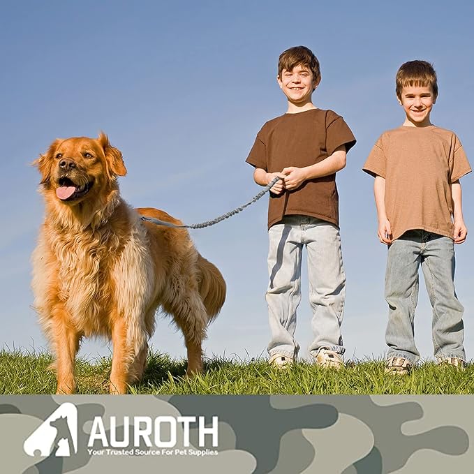 AUROTH Dog Leash Large Dogs, Heavy Duty Dog Leash Bungee, No Pull Dog Leash for Shock Absorption, Grey Dog Training Leashes for Medium Large Breed Dogs 6FT/4.5FT, 2 Padded Handles