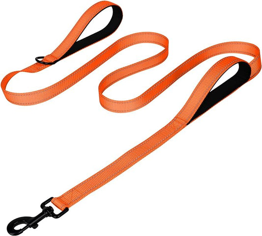 Joytale Dog Leash Heavy Duty for Large Dogs That Pull, Double Handle for Traffic Control, Double-Sided Reflective Leashes for Large Medium Dogs Night Safety, 5FT, Orange