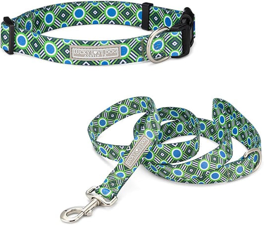 Lucky Love Dog - Easy Click Buckle Dog Collar with Leash Set Combo, Durable & Comfortable for Male & Female Dogs, Pet Collar for Small to Large Dogs, Secure Fit - Leo Combo, Small