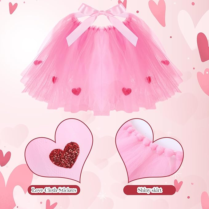 3 Pcs Valentine's Day Dog Costume Set Including Pink Valentines Love Headband Valentines Dog Tutu Dress Cute Pet Tutu Pink Valentines Pet Scarf for Medium Dogs Holiday Outfit Accessory