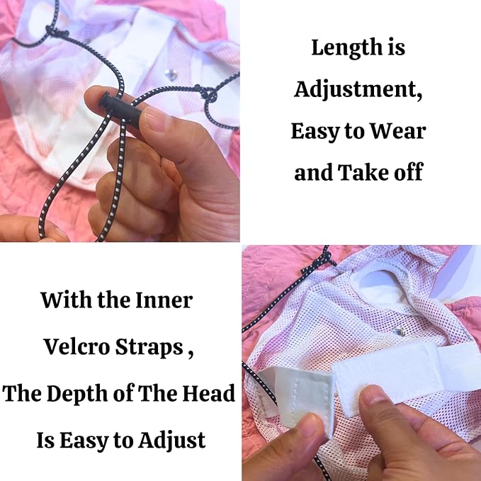 Dog Outdoor Hat with Ear Hole Round Brim Summer Dog Puppy Cat Suncare Cooling Bucket Hat Cute Active Sun Protection Pet Caps (Pink, Medium)