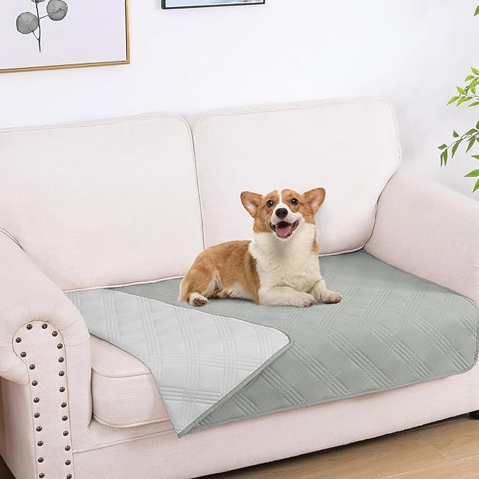 hyha Waterproof Dog Blanket, Reversible Pet Bed Blanket, Soft Sofa Couch Cover for Dogs Washable, Waterproof Pet Couch Covers for Sofa Puppy Cats Furniture Protector(30"x53", Grey/Light Grey)