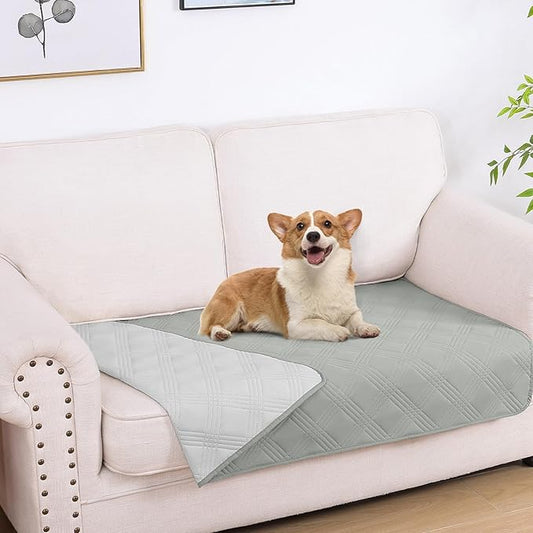 hyha Waterproof Dog Blanket, Reversible Pet Bed Blanket, Soft Sofa Couch Cover for Dogs Washable, Waterproof Pet Couch Covers for Sofa Puppy Cats Furniture Protector(30"x53", Grey/Light Grey)