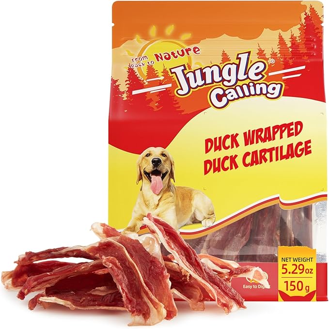 Jungle Calling Duck Wrapped Bones Dog Treats, Made with Real Meat & Cartilage, Rawhide Free Dogs Snacks,Healthy, Easily Digestible, and High Protein Chews Bone Treat
