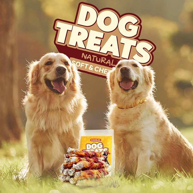 Chicken Duck Wrapped Cod Skin Dog Treats, High Protein Chicken Duck Dog Training Jerky Treats Rawhide-Free Long-Lasting Chews Snacks for Medium and Large Breed 10.54oz