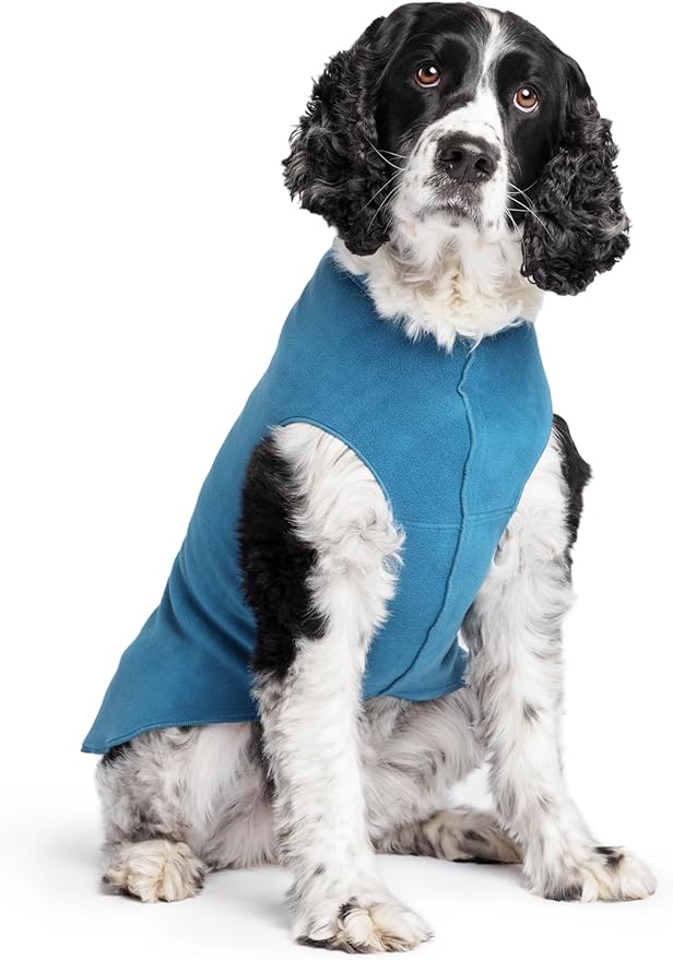 Stretch Fleece Dog Coat, Stretchy Pet Sweater, Machine Washable Pullover for Winter and Fall, Marine Blue, 20