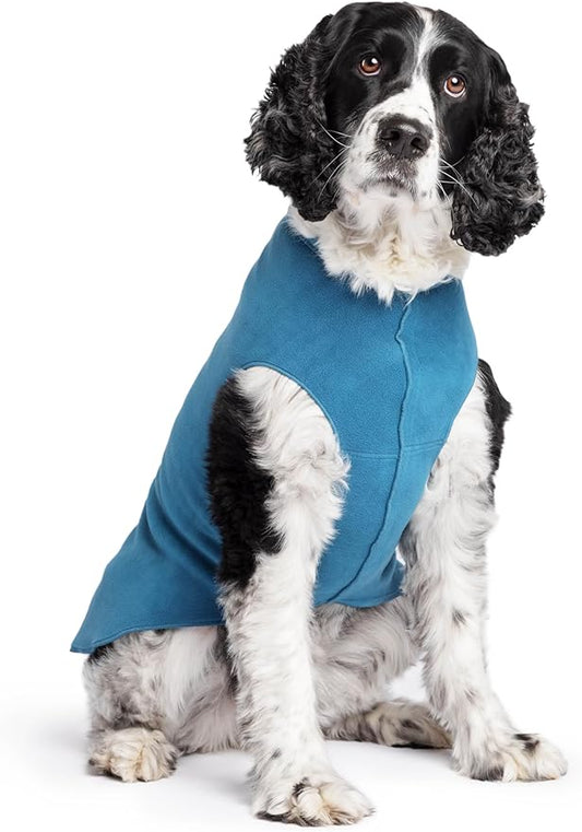 Stretch Fleece Dog Coat, Stretchy Pet Sweater, Machine Washable Pullover for Winter and Fall, Marine Blue, 20