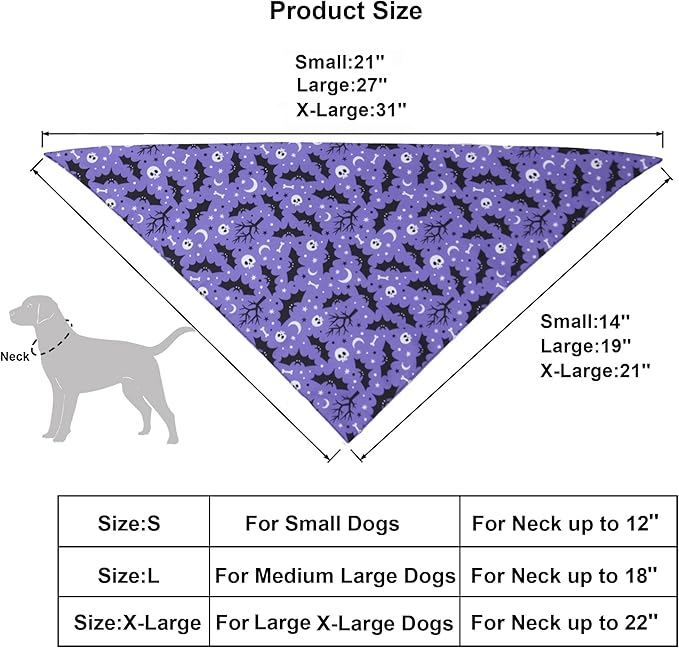 ADOGGYGO 2 Pack Halloween Dog Bandanas, Reversible Triangle Dog Scarf Accessories Halloween Bandanas for Large and Extra Large Dogs Pets (X-Large, Halloween-2)