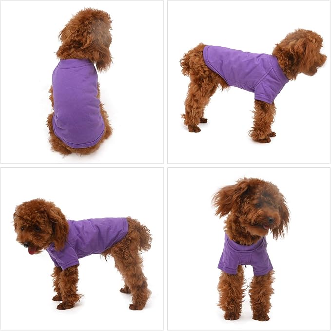Lovelonglong 2019 Pet Clothing Dog Costumes Basic Blank T-Shirt Tee Shirts for Small Dogs Purple L