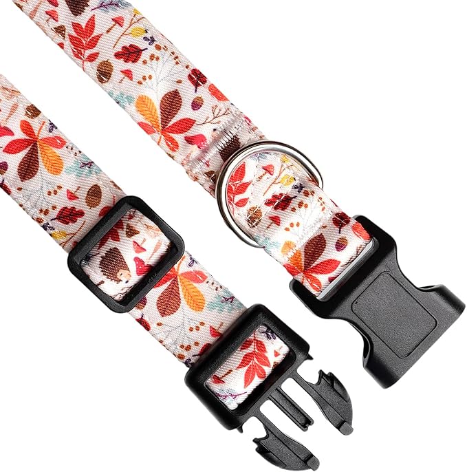 Dog Collar, Adjustable Dog Collar for Small Medium Large Dogs, Cute Puppy Collar for Boy and Girl Dogs, Cute Design for Boys Girls Male Female Dog Pet Collar(Leaves,XS)